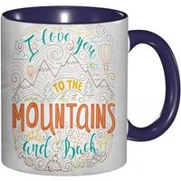 Tasse A Cafe Disant Je T'aime Aux Montagnes Et Aux Mots Arriere Saint Valentin Theme Exploration S Imprime Bleu Sarcelle Orange Tasse Coloree Pour Le