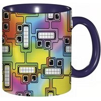 Tasse A Cafe Coloree Hippie Numerique Personnages Amusants Avec Yeux Et Dents Jeux Video Impression D'art Tasse De Tasse Coloree Pour Le Bureau A La