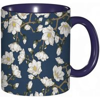 Tasse A Cafe Fleurs Florales Dignite Noblesse Tradition Scene De Fleurs Vintage Sur Le Theme Royal.Impression Bleu Jaune Tasse Coloree Pour Le Bureau