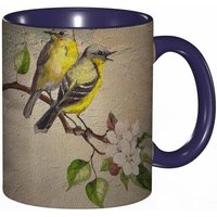 Tasse A Cafe Oiseaux Chanteurs Sur Branche De Printemps Aquarelle Impression De Couple Mignon Tasse De Tasse Coloree Pour Le Bureau A La Maison The