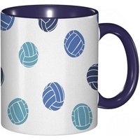 Tasse A Cafe Volleyball Sports Ball Theme Doodle Style Composition Simpliste Mode De Vie Sain.Impression Bleu Pale Tasse Coloree Pour Le Bureau La