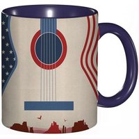Tasse A Cafe Musique Country Festival Evenement Guitare Conception Americaine Imprime Bleu Creme Tasse De Tasse Coloree Pour Le Bureau A La Maison