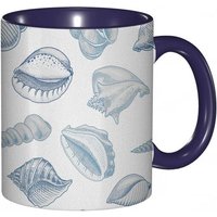 Tasse A Cafe Mollusques Coquillages Aux Tons D'animaux Marins Motif D'aquarium De Plage Exotique.Impression Bleu Blanc Tasse Coloree Pour Le Bureau