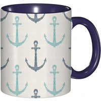 Tasse A Cafe Dessin Au Trait Ancres Dessinees A La Main Minimalisme Inspire Maritime Impression D'image Aux Tons Pales Tasse De Tasse Coloree Pour Le