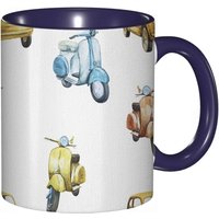 Tasse A Cafe Coloree Retro Italienne Moto Scooter Voitures Aquarelle Comme Motif Illustration Imprime Bleu Ky Tasse Coloree Pour Bureau Maison The