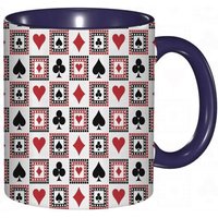 Tasse A Cafe Cartes A Jouer De Casino Clubs Coeurs Symetrique Geometrique Repetition Al Carlet Impression Noire Tasse Coloree Pour Le Bureau La