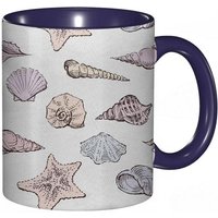 Tasse A Cafe Sea Life Case Coquillages Repetitifs Croquis Nautiques.Impression Multicolore Violette Tasse Coloree Pour Le Bureau La Maison Le The Le