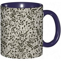 Tasse A Cafe Style Art Abstrait Fond Vintage Elements Musicaux Inspires.Impression Beige Noir Tasse Coloree Pour Le Bureau La Maison Le The Le Cafe