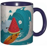 Tasse A Cafe Ete Surf Pasteque Surfeur Planche De Surf Vague De Mer Bleu Blanc Rouge Impression De Fruits Tasse De Tasse Coloree Pour Le Bureau A La