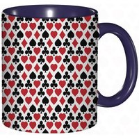 Tasse A Cafe Motif De Costumes De Carte De Casino Avec Des Clubs En Forme De Diamant Coeurs Pique Poker Gamble Theme Imprime Noir Vermillon Tasse