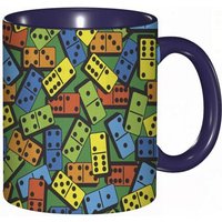 Tasse A Cafe Casino Motif Domino Colore Divertissant Succes Gagnant Joueur Design Creatif.Impression Bleu Jaune Tasse Coloree Pour Le Bureau La