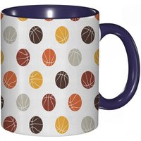 Tasse A Cafe Motif Ballon De Basket-Ball Dans Des Tons Terreux Competition Sportive Joueur De Jeu De La Ligue Professionnelle.Impression Orange Rubis