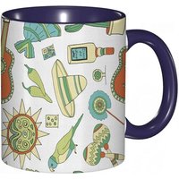 Tasse A Cafe Cinco De Mayo Doodle Elements Culturels Mexicains Sombrero Et Guitare Sur Fond Blanc Imprime Tasse Coloree Pour Le Bureau La Maison Le
