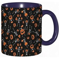 Tasse A Cafe Halloweencute Lanterne De Citrouille Conception De Squelette Gothique Lanterne Jack O Imprime Blanc Orange Tasse De Tasse Coloree Pour