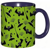 Tasse A Cafe Halloween Bat Re Motif De Balai De Chapeau Toile D'araignee Imprime Sur Le Theme D'halloween Vert Tasse Coloree Pour Le Bureau La Maison