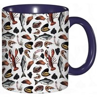 Tasse A Cafe Homard Vintage Delicieux Elements De Fruits De Mer Comme Calmar Saumon Caviar Filet Crevettes Et Hu?Tres Imprime Gris Marron Tasse