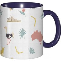 Tasse A Cafe Carte Des Animaux Culturels Continus Australiens Impression De Couleurs De Feuillage Et De Points De Repere Tasse De Tasse Coloree Pour