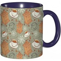 Tasse A Cafe Cafe Vintage Machine A Expresso Design Retro Doodle Style.Gris Marron Imprime, Tasse De Tasse Coloree Pour Le Bureau A La Maison The Cafe