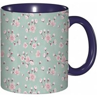 Tasse A Cafe Fleurs De Cerisier Fleurs De Printemps Fleurs Botaniques Originales Retro, Imprime Vert Rose, Tasse Coloree Pour Le Bureau, La Maison,