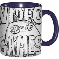 Tasse A Cafe Doodle Style Jeux Video Typographie Concevoir Un Controleur Croquis Impression D'art, Tasse De Tasse Coloree Pour Le Bureau A La Maison