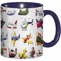 Tasse A Cafe Representation Numerique Des Avions De Vehicules Aeronautiques Imprimes D'avions Commerciaux, Tasse De Tasse Coloree Pour Le Cafe De The