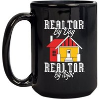 Agent Immobilier Par Jour Agent Immobilier Par Nuit Tasse Noire En Ceramique Cadeau Pour La Famille 11oz Tasse A The A Cafe En Ceramique Cadeau Pour
