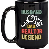 Mari Papa Agent Immobilier Legende Tasse Noire En Ceramique 11oz Tasse A Cafe En Ceramique Cadeau Pour Anniversaire De Xmas