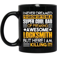 Tasse En Ceramique De Serrurier, Excellent Cadeau Pour Papa, Grand-Pere, Fille, Fils, Superbes Tasses Noires De Serrurier, 11 Oz