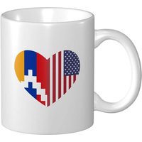 J'aime L'amerique Et L'artsakh Tasse A Cafe 11 Oz Pour Le Bureau A La Maison Cadeau D'anniversaire Tasse A The