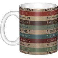 Tasses A Cafe Dix Commandements-Put-God De 11 Oz Tasses En Ceramique Blanche Tasse A The Nouveaute Cadeau De Xmas De Vacances