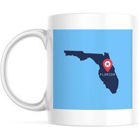 Tasse Ronde Personnalisee Bleu Marine Et Rouge Carte Du Minimalisme Patriotique Etat De Floride Amerique Cercle Avec Votre Nom Options De Taille
