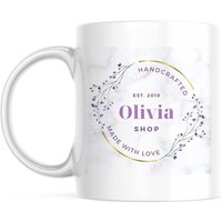 Tasse De Magasin D'etiquettes Artisanales Blanches Violettes Personnalisees - Avec Votre Texte Options De Taille