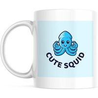 Tasse Personnalisee De Cercle De Fruits De Mer De Calmar Mignon Bleu Bebe - Avec Votre Nom Tasse Cadeau