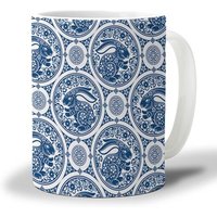 Tasse A Cafe A Fleurs De Lapin Bleu 330ml, Tasse A The De Bureau D'art De Tradition Decoupee En Papier Du Nouvel An Chinois, Cadeaux D'anniversaire