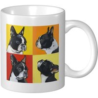 Grande Tasse A Cafe En Ceramique Avec Quatre Photos De Chiots Mignons, Grande Tasse A The Pour Le Bureau Et La Maison, Tasse Cadeau De 11 Oz Pour