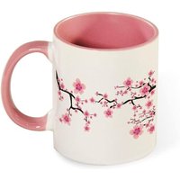 Tasse A Cafe De Couleur Rose Avec Image De Fleur De Peche, Tasse En Ceramique De 330ml, Cadeau De Sante Pour Pere, Mere Et Amis