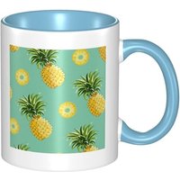 Tasse A Changement De Couleur De Fruits Minimalistes D'ananas, Tasse A The En Ceramique De Nouveaute Pour Femmes Filles Cadeau 330ml Bleu Ciel