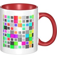 Figures Geometriques Minimalisme Couleur Changeante Tasse, Nouveaute Tasse En Ceramique Tasse A The Pour Femmes Filles Cadeau 330 Ml Rouge