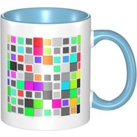 Figures Geometriques Minimalisme Couleur Changeante Tasse, Nouveaute Tasse En Ceramique Tasse A The Pour Femmes Filles Cadeau 330 Ml Bleu Ciel