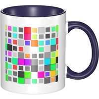 Figures Geometriques Minimalisme Couleur Changeante Tasse, Nouveaute Tasse En Ceramique Tasse A The Pour Femmes Filles Cadeau 330 Ml Bleu Marine