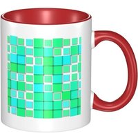 Figures Geometriques Minimalisme Tasse A Changement De Couleur Cyan, Tasse A The En Ceramique De Nouveaute Pour Femmes Filles Cadeau 330 Ml Rouge