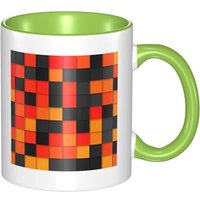 Figures Geometriques Minimalisme Orange Noir Couleur Changeante Tasse, Nouveaute Tasse En Ceramique Tasse A The Pour Femmes Filles Cadeau 330 Ml Vert