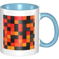 Figures Geometriques Minimalisme Orange Noir Couleur Changeante Tasse, Nouveaute Tasse En Ceramique Tasse A The Pour Femmes Filles Cadeau 330 Ml Bleu