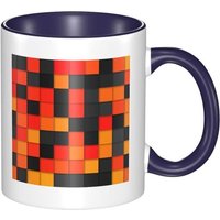 Figures Geometriques Minimalisme Orange Noir Couleur Changeante Tasse, Nouveaute Tasse En Ceramique Tasse A The Pour Femmes Filles Cadeau 330 Ml Bleu