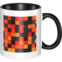 Figures Geometriques Minimalisme Orange Noir Couleur Changeante Tasse, Nouveaute Tasse En Ceramique Tasse A The Pour Femmes Filles Cadeau 330 Ml Noir