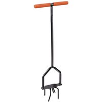 BLACK+DECKER Houe de Jardin avec Cliquet, Tête Rotative, Poignée Ergonomique, Cultiver et Désherber, Noir/Orange