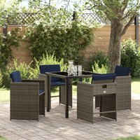 Vidaxl Ensemble De Salle À Manger De Jardin 5 Pièces Avec Coussins Gris Poly Rattan