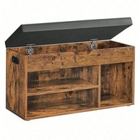 Banc À Chaussures Rembourrée, 3 Compartiments Et 1 Coffre, Charge 150 Kg, Style Industriel