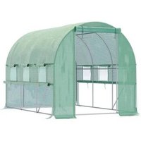 Outsunny Serre En Film Plastique 2.95x2x2m Tunnel Accessible Avec 6 Fenêtres Anti-Uv