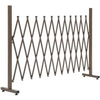 Outsunny Barrière à ciseaux extensible 35-300 cm, idéale pour le jardin, aluminium, marron, H103,5 cm